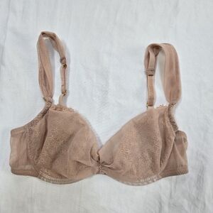 Valery Tan Nude Made In Italy Lace Sheer Underwire Bra Bralette
